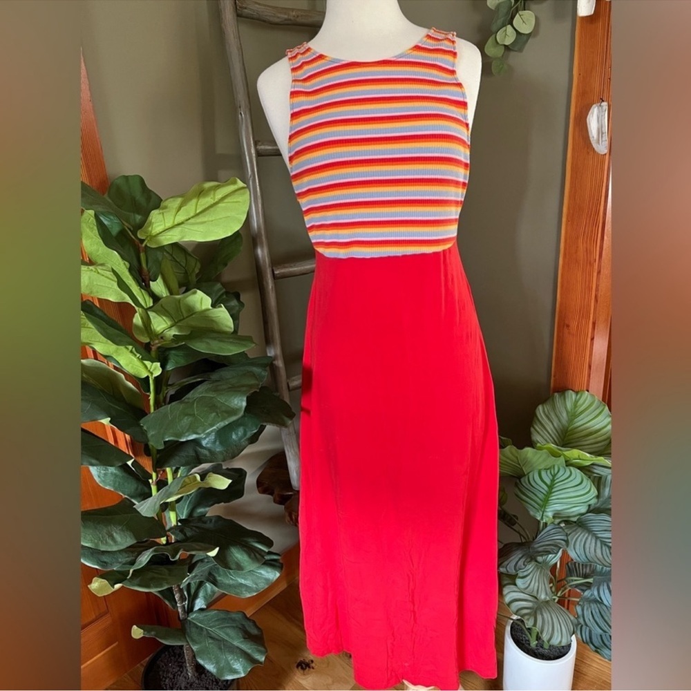 Zara red and stripped maxi dress